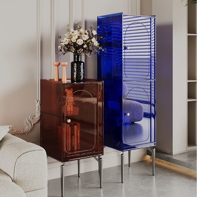 Modern Luxury Acrylic Carbon Steel Rectangular Storage Cabinet 2/4 Tiers For Living Room