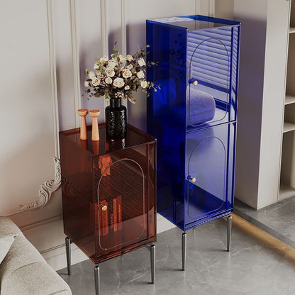 Modern Luxury Acrylic Carbon Steel Rectangular Storage Cabinet 2/4 Tiers For Living Room