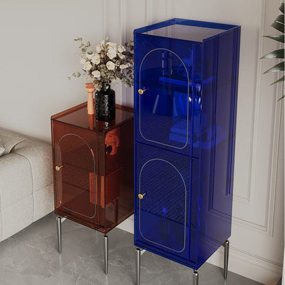 Modern Luxury Acrylic Carbon Steel Rectangular Storage Cabinet 2/4 Tiers For Living Room