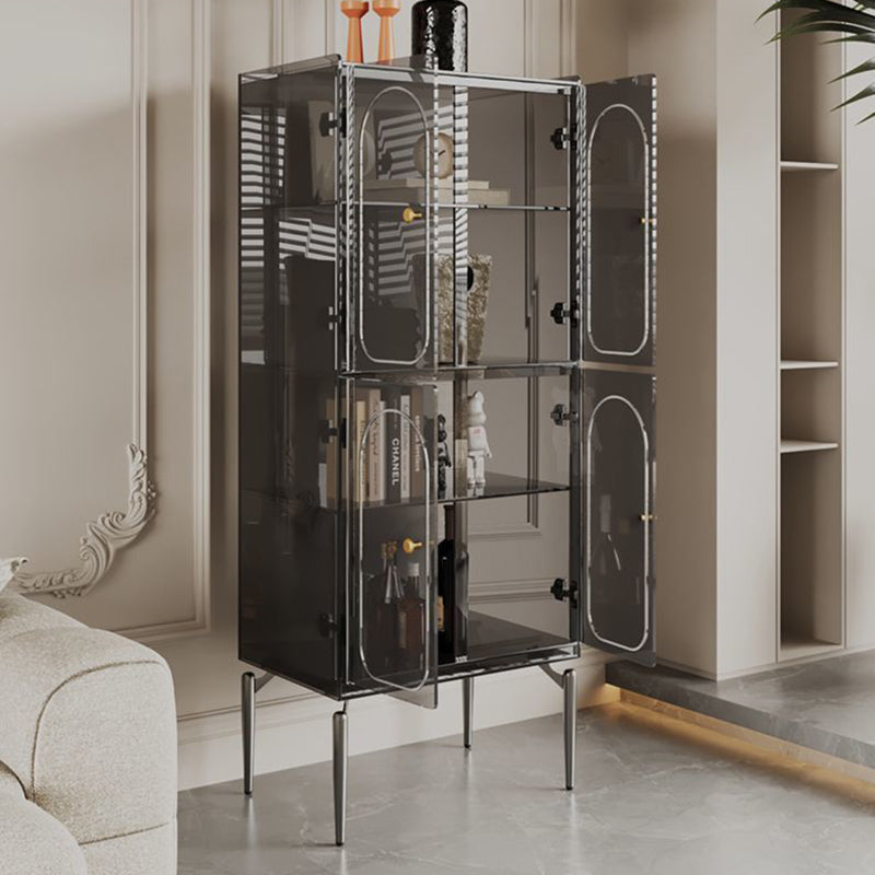 Modern Luxury Acrylic Carbon Steel Rectangular Storage Cabinet 2/4 Tiers For Living Room