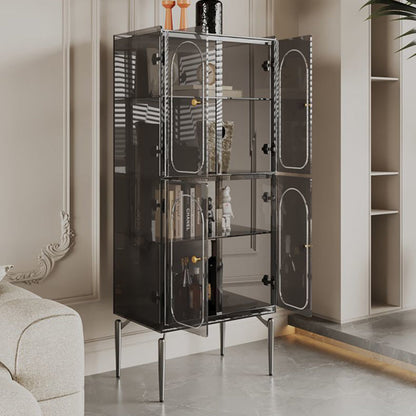 Modern Luxury Acrylic Carbon Steel Rectangular Storage Cabinet 2/4 Tiers For Living Room