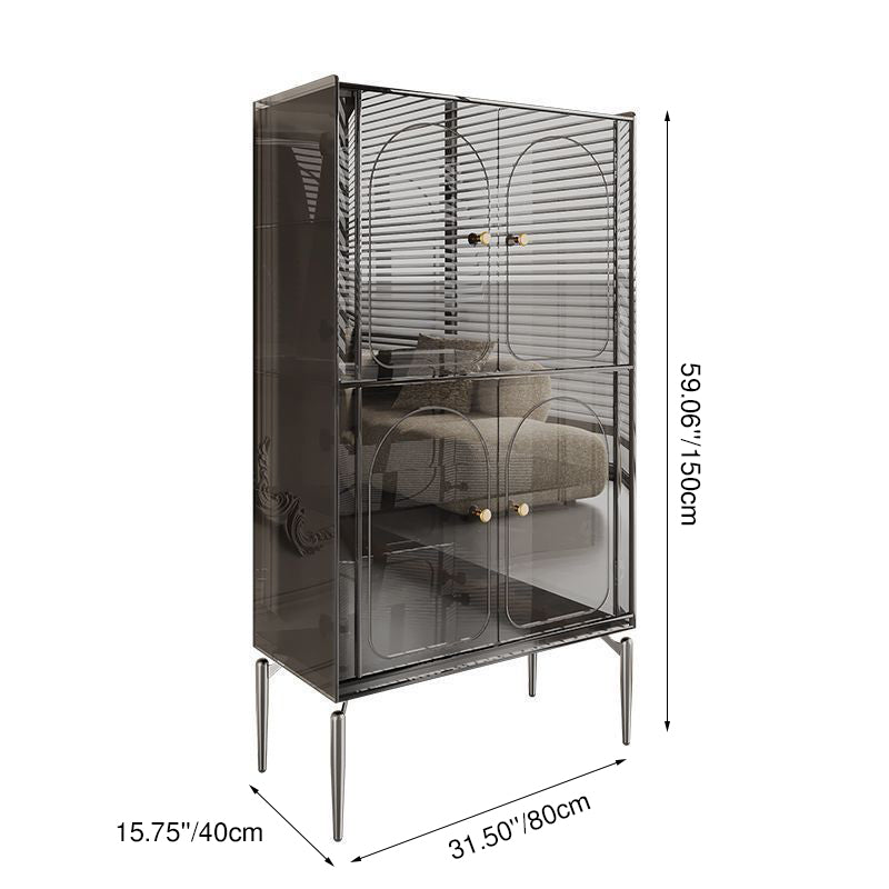 Modern Luxury Acrylic Carbon Steel Rectangular Storage Cabinet 2/4 Tiers For Living Room