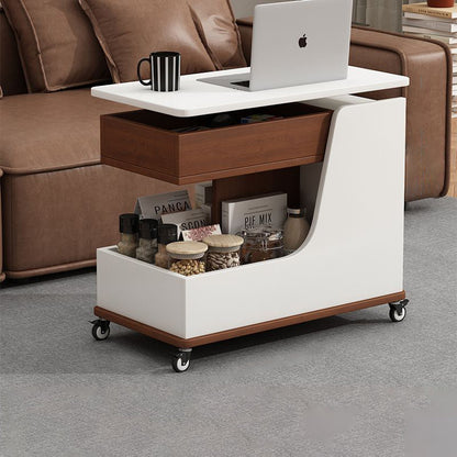 Modern Minimalist Eco Board Sintered Stone Metal Tempered Glass Movable Rectangular Coffee Table 3-Tiers For Living Room