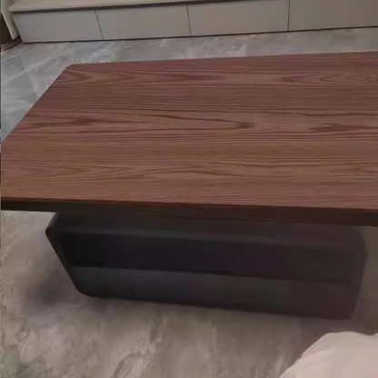 Traditional Vintage Sintered Stone High Carbon Steel Plywood Rounded Rectangle Coffee Table With 2-Tiers For Living Room