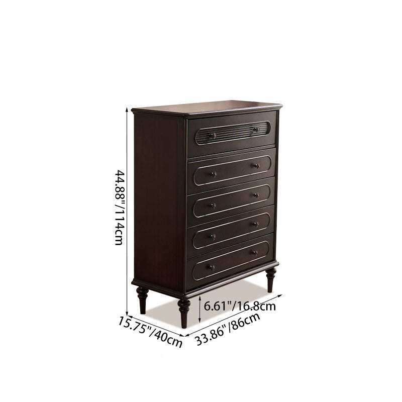 Traditional French Mahogany Rounded Rectangle Storage Cabinet With 5 Drawers For Living Room