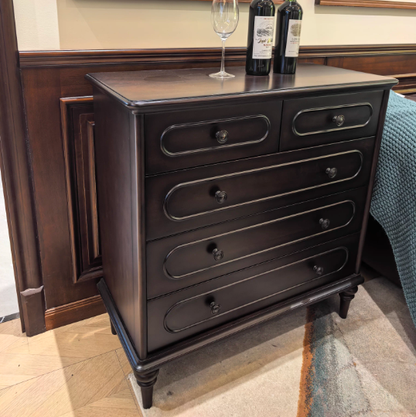Traditional French Mahogany Rounded Rectangle Storage Cabinet With 5 Drawers For Living Room