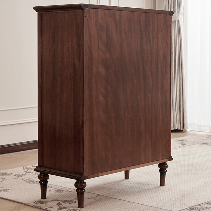 Traditional French Mahogany Rounded Rectangle Storage Cabinet With 5 Drawers For Living Room