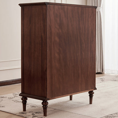 Traditional French Mahogany Rounded Rectangle Storage Cabinet With 5 Drawers For Living Room