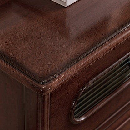 Traditional French Mahogany Rounded Rectangle Storage Cabinet With 5 Drawers For Living Room
