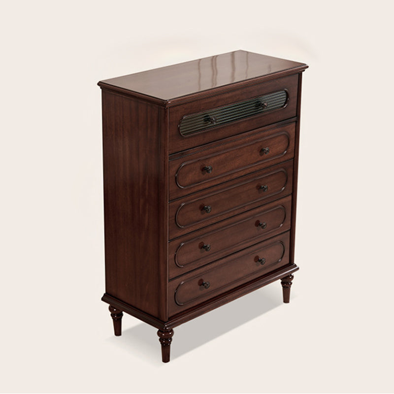 Traditional French Mahogany Rounded Rectangle Storage Cabinet With 5 Drawers For Living Room