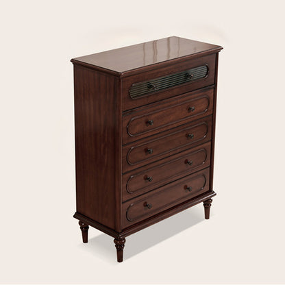 Traditional French Mahogany Rounded Rectangle Storage Cabinet With 5 Drawers For Living Room