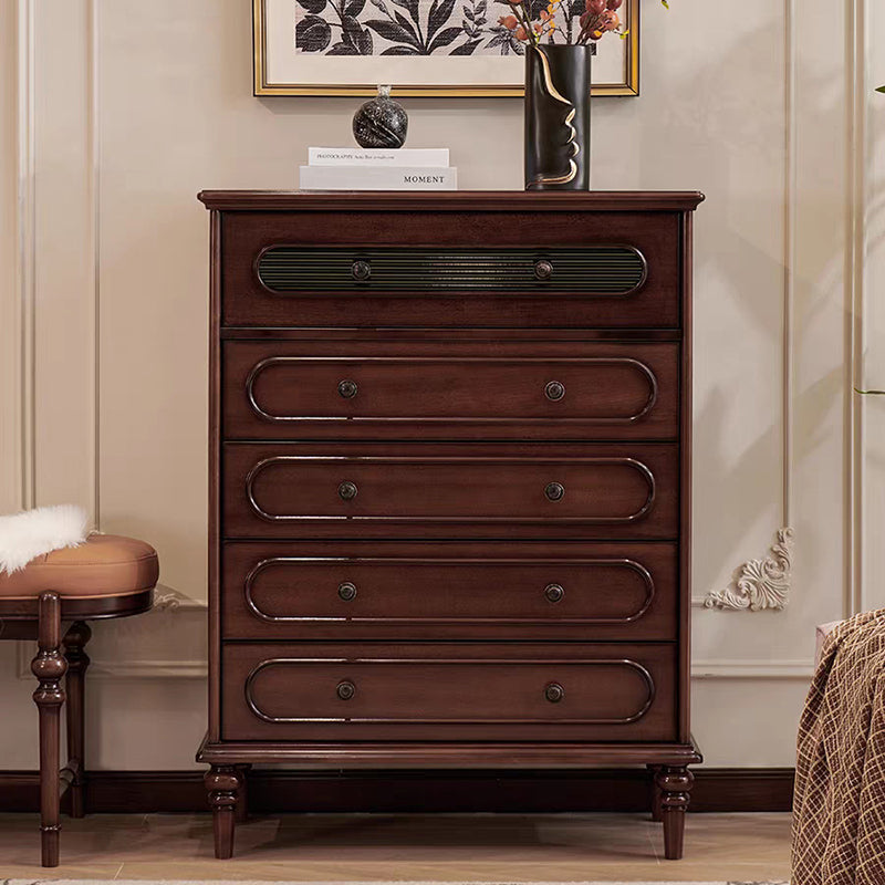 Traditional French Mahogany Rounded Rectangle Storage Cabinet With 5 Drawers For Living Room