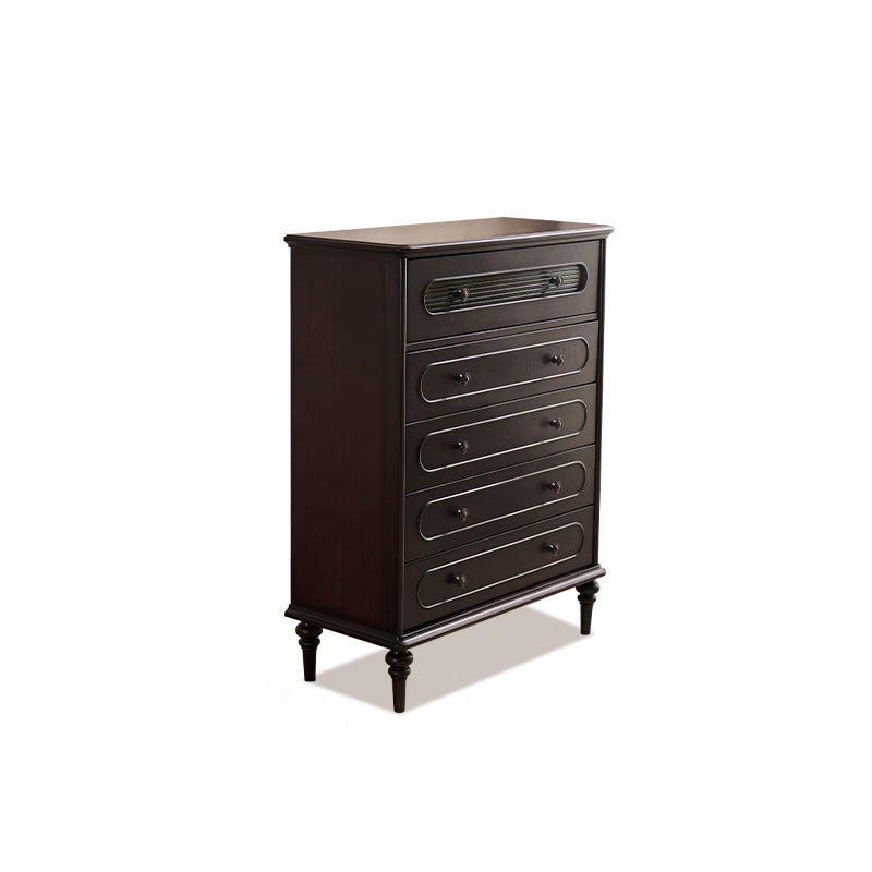Traditional French Mahogany Rounded Rectangle Storage Cabinet With 5 Drawers For Living Room