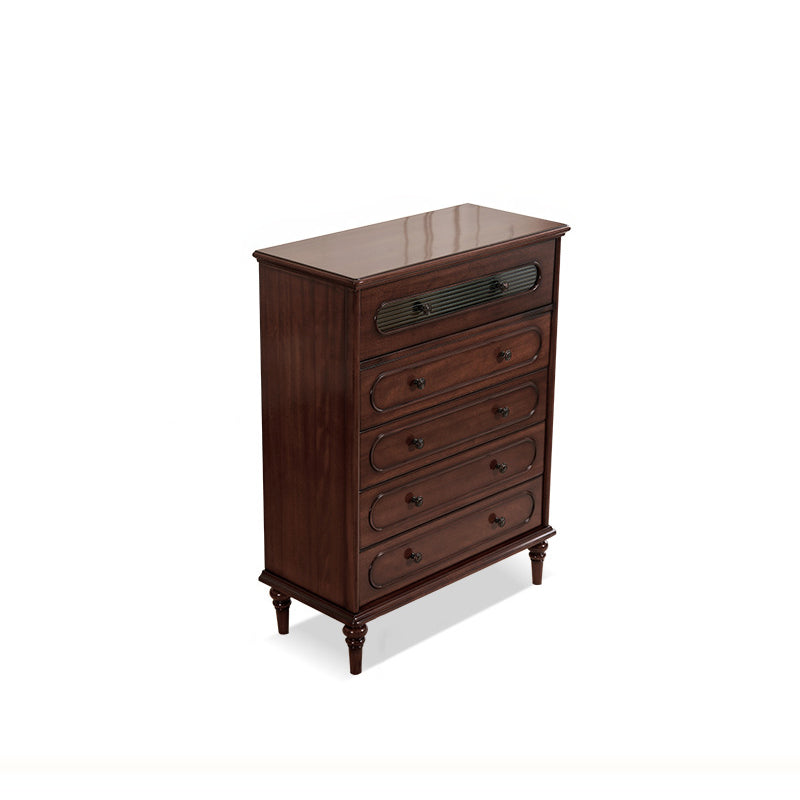 Traditional French Mahogany Rounded Rectangle Storage Cabinet With 5 Drawers For Living Room