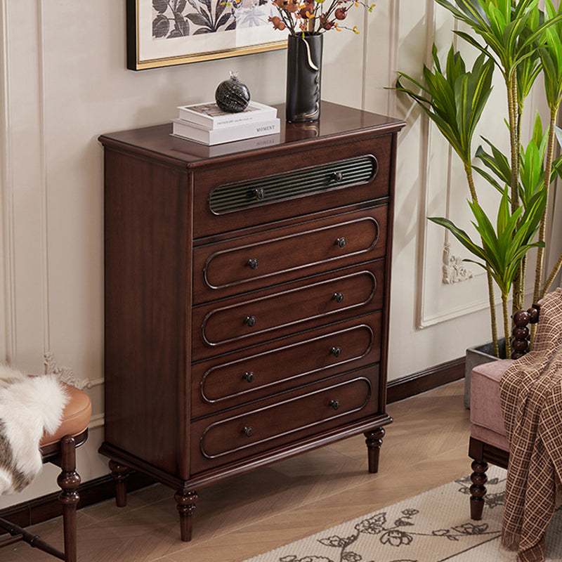 Traditional French Mahogany Rounded Rectangle Storage Cabinet With 5 Drawers For Living Room