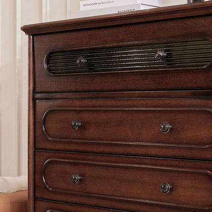 Traditional French Mahogany Rounded Rectangle Storage Cabinet With 5 Drawers For Living Room