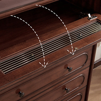 Traditional French Mahogany Rounded Rectangle Storage Cabinet With 5 Drawers For Living Room
