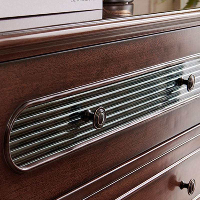 Traditional French Mahogany Rounded Rectangle Storage Cabinet With 5 Drawers For Living Room