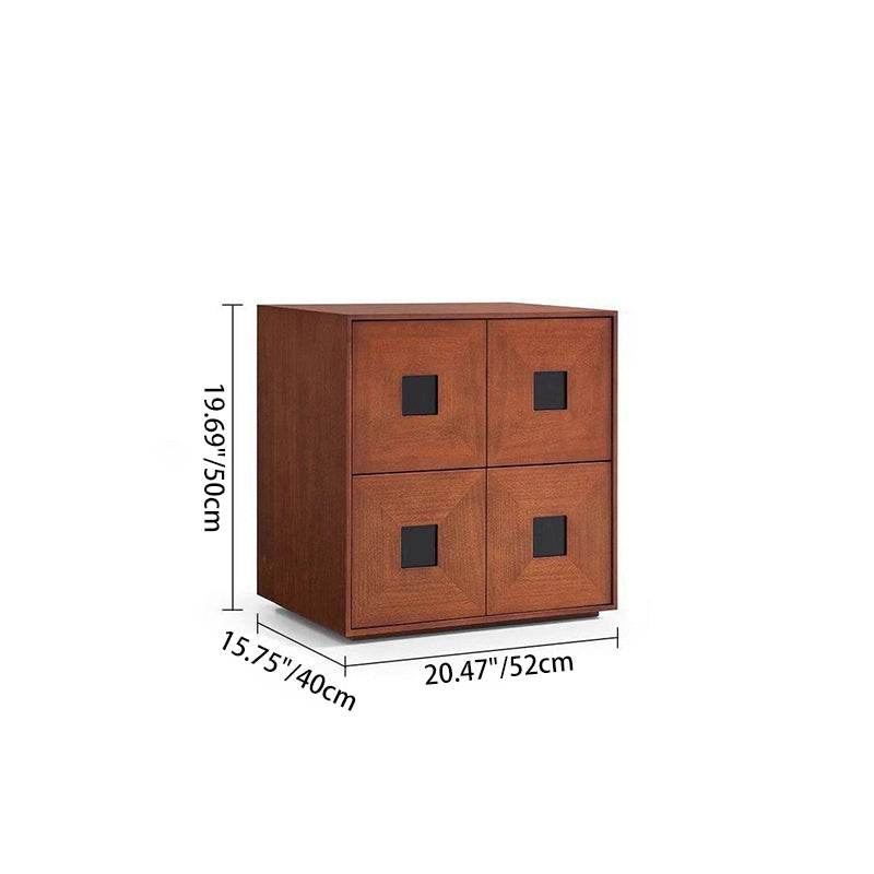 Traditional Vintage Ash Wood Square Storage Cabinet 2-Drawer For Living Room