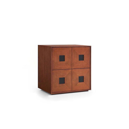 Traditional Vintage Ash Wood Square Storage Cabinet 2-Drawer For Living Room
