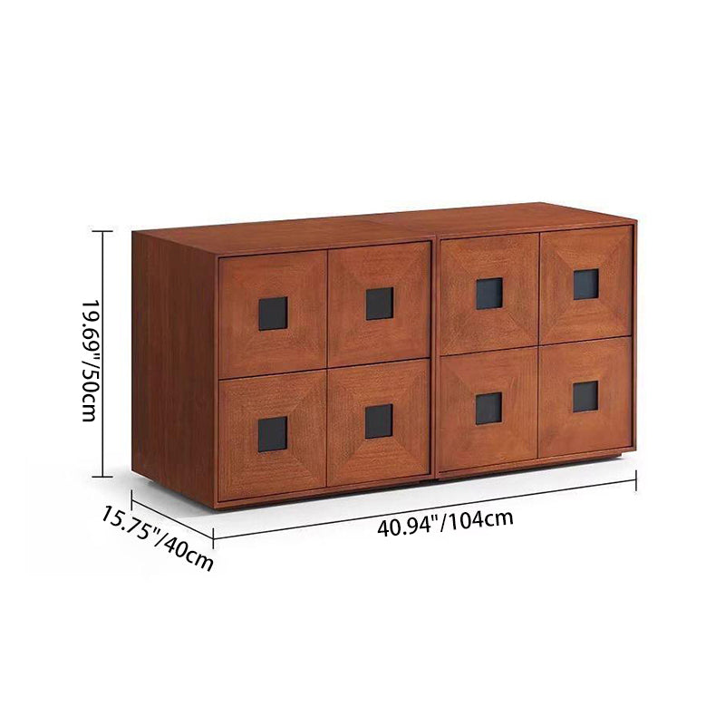 Traditional Vintage Ash Wood Square Storage Cabinet 2-Drawer For Living Room