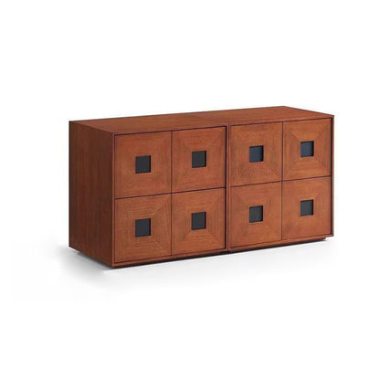 Traditional Vintage Ash Wood Square Storage Cabinet 2-Drawer For Living Room