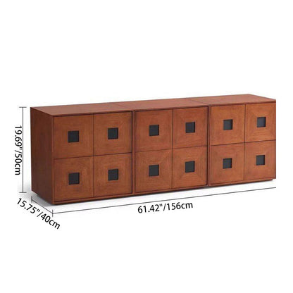 Traditional Vintage Ash Wood Square Storage Cabinet 2-Drawer For Living Room