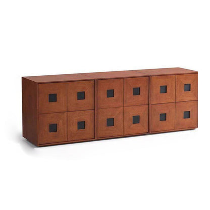 Traditional Vintage Ash Wood Square Storage Cabinet 2-Drawer For Living Room