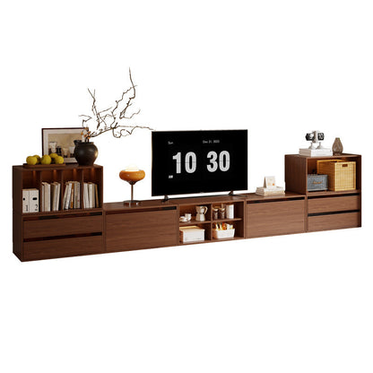 Traditional Vintage Plywood Rubber Wood Glass Rattan Rectangular Storage Cabinet 1-Tier For Living Room