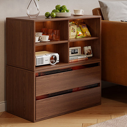 Traditional Vintage Plywood Rubber Wood Glass Rattan Rectangular Storage Cabinet 1-Tier For Living Room