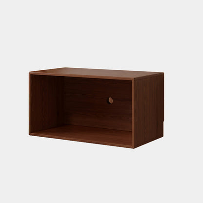 Traditional Vintage Plywood Rubber Wood Glass Rattan Rectangular Storage Cabinet 1-Tier For Living Room
