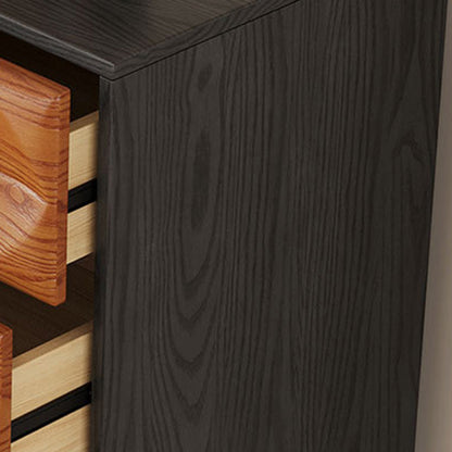 Traditional Chinese Red Oak Spherical Rectangular Storage Cabinet 3/4/5-Drawer For Living Room