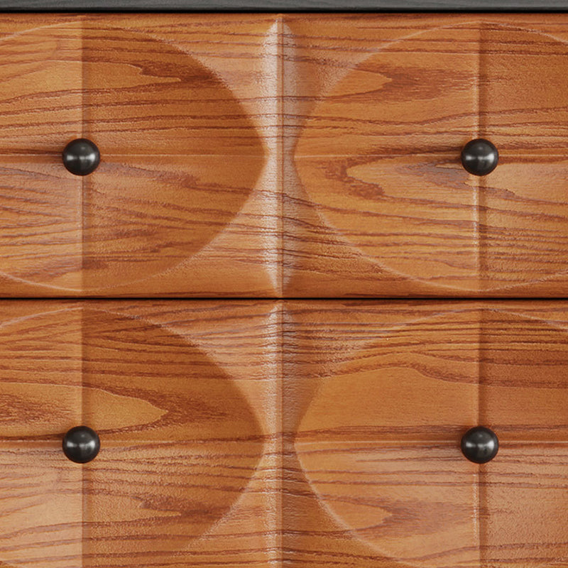 Traditional Chinese Red Oak Spherical Rectangular Storage Cabinet 3/4/5-Drawer For Living Room