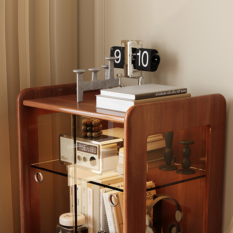 Traditional French Boxwood Glass Stainless Steel Rounded Rectangular Storage Cabinet 1-Drawer For Living Room