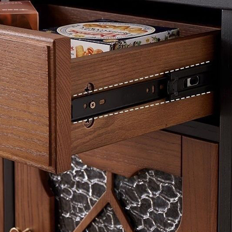 Traditional French Pine Wood Glass Rectangular Diamond Cylindrical Storage Cabinet 3-Drawer For Living Room
