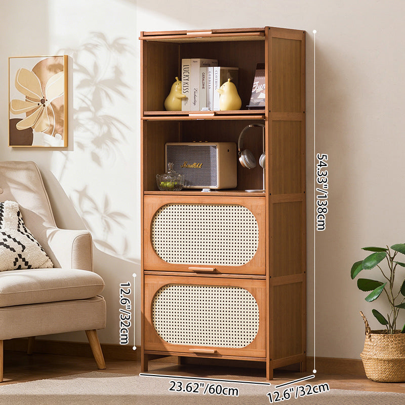 Traditional Chinese Bamboo Plastic Rattan Openwork Square Storage Cabinet 1/2/3/4/5-Storage For Living Room