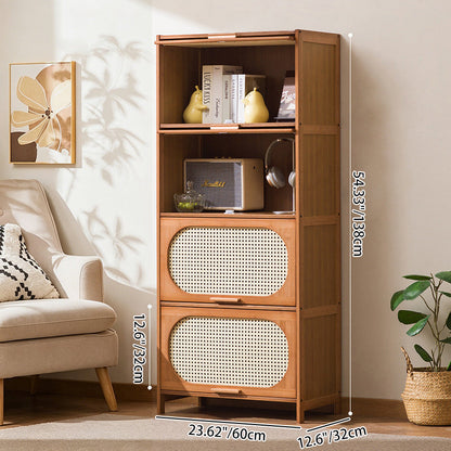 Traditional Chinese Bamboo Plastic Rattan Openwork Square Storage Cabinet 1/2/3/4/5-Storage For Living Room