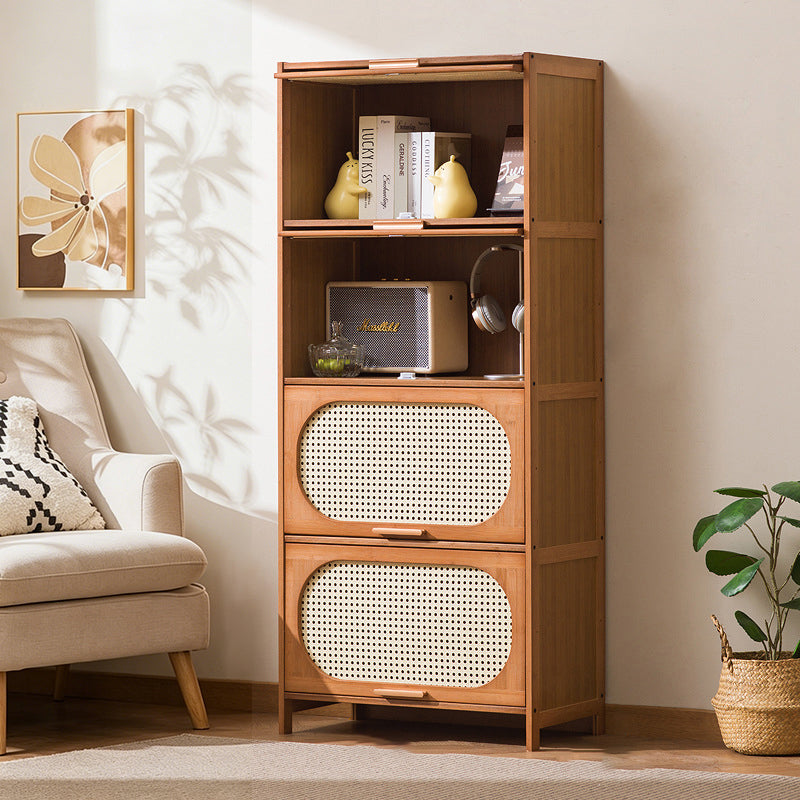 Traditional Chinese Bamboo Plastic Rattan Openwork Square Storage Cabinet 1/2/3/4/5-Storage For Living Room