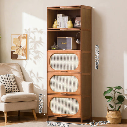 Traditional Chinese Bamboo Plastic Rattan Openwork Square Storage Cabinet 1/2/3/4/5-Storage For Living Room
