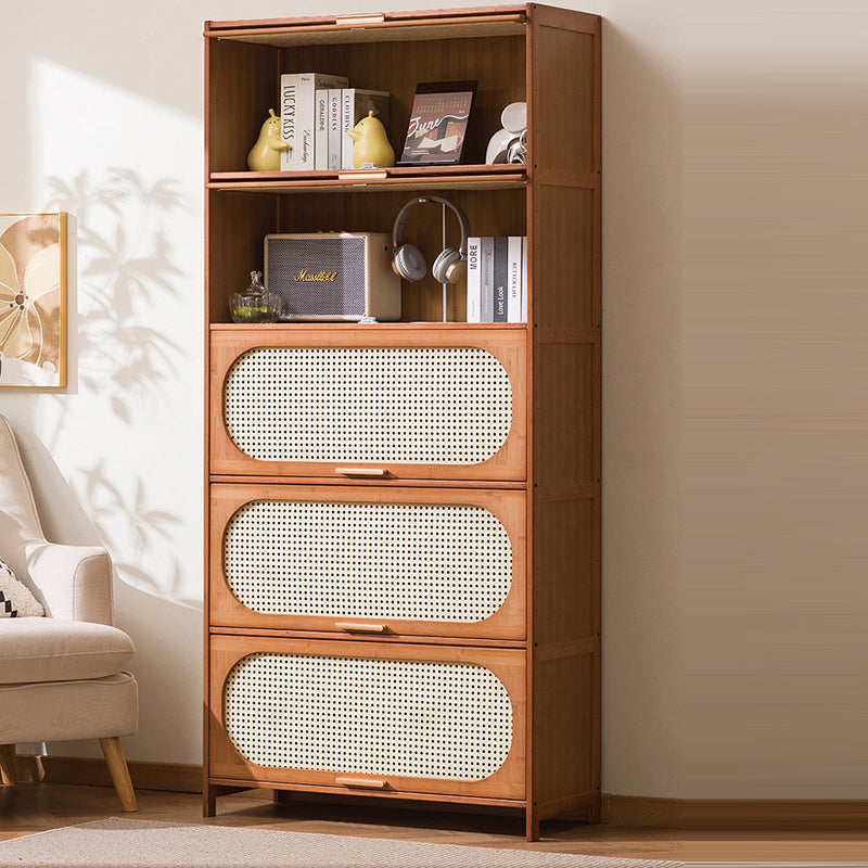 Traditional Chinese Bamboo Plastic Rattan Openwork Square Storage Cabinet 1/2/3/4/5-Storage For Living Room