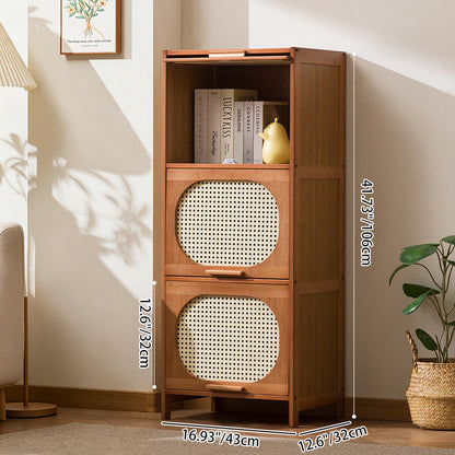 Traditional Chinese Bamboo Plastic Rattan Openwork Square Storage Cabinet 1/2/3/4/5-Storage For Living Room