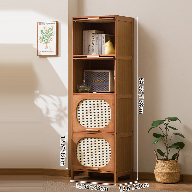Traditional Chinese Bamboo Plastic Rattan Openwork Square Storage Cabinet 1/2/3/4/5-Storage For Living Room
