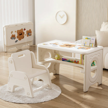 Modern Minimalist PE Foldable Square Kids Study Desk Chair Set 2-Tier Folding Toddler Desk For Living Room