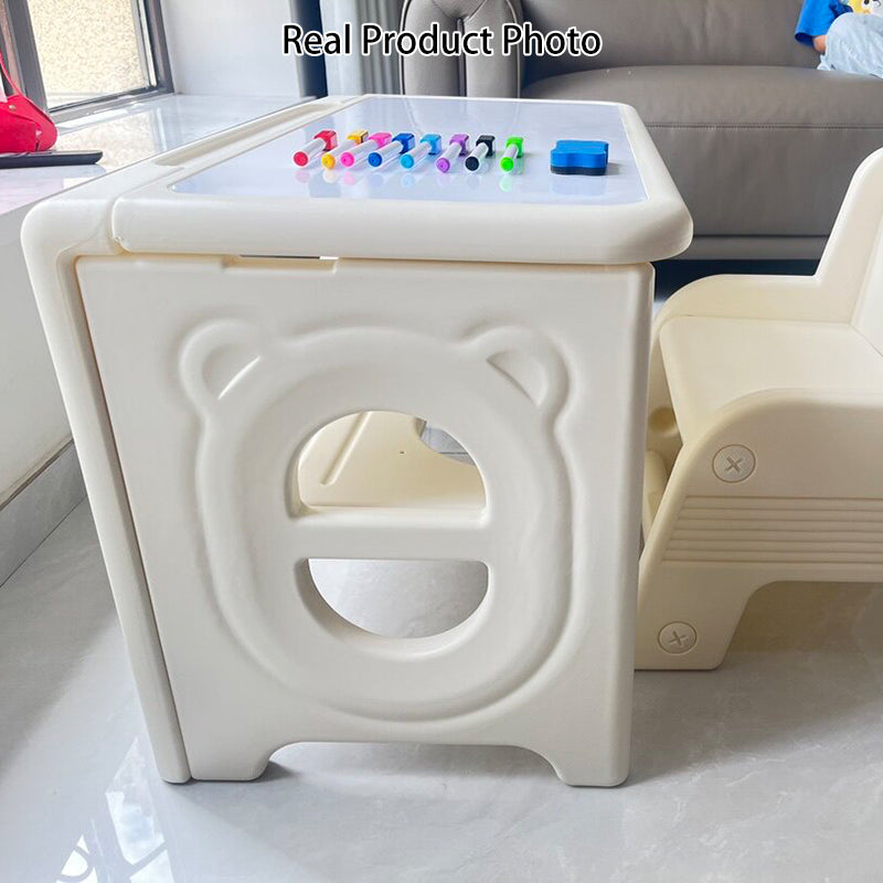 Modern Minimalist PE Foldable Square Kids Study Desk Chair Set 2-Tier Folding Toddler Desk For Living Room