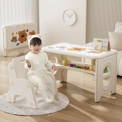 Modern Minimalist PE Foldable Square Kids Study Desk Chair Set 2-Tier Folding Toddler Desk For Living Room