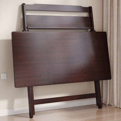 Traditional Chinese Bamboo Rectangular Foldable Study Desk 1-Tier Folding Writing Table For Living Room