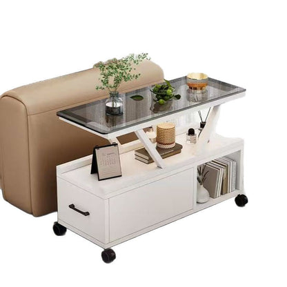 Contemporary Creative Glass Eco Board Movable Rectangular Coffee Table 3-Tier For Living Room