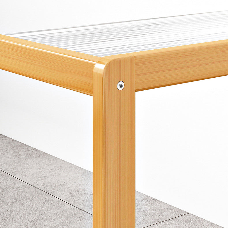 Modern Minimalist Bamboo Glass Rounded Rectangle End Table With 3-Tier For Living Room