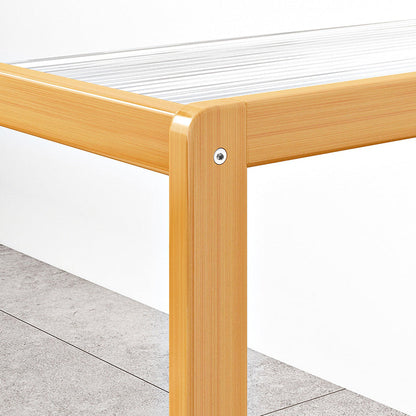 Modern Minimalist Bamboo Glass Rounded Rectangle End Table With 3-Tier For Living Room