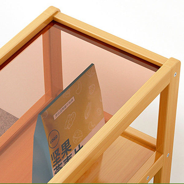 Modern Minimalist Bamboo Glass Rounded Rectangle End Table With 3-Tier For Living Room